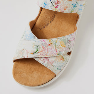 BRONN XW - ALMOND FLORAL LEATHER-WHITE SOLE SANDALS