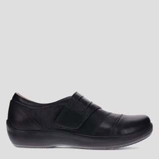 CANCUN - BLACK LEATHER CASUAL FLATS