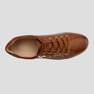 CARA PLAIN - COGNAC LEATHER SNEAKERS