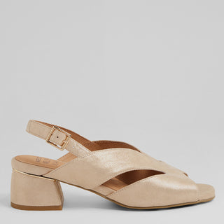 CIMONE W - CHAMPAGNE SHIMMER LEATHER SANDAL HEELS