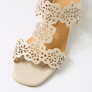 COACHY W - VANILLA LEATHER SANDAL HEELS