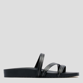 COVE - BLACK LEATHER SLIDES