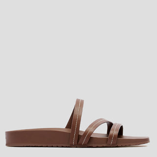 COVE - DEEP TAN LEATHER SLIDES