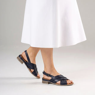 ANYA - NAVY LEATHER SANDALS