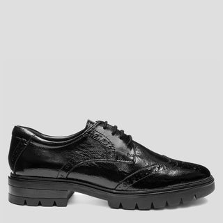 CAMBRIDGE 23 - BLACK LEATHER LACE-UP FLATS