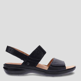 COMO - BLACK LIZARD PRINT LEATHER SANDALS