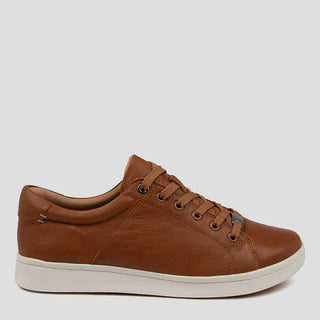 DELILAH XF - DARK TAN LEATHER ALMOND SOLE SNEAKERS