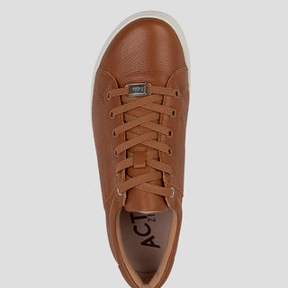 DELILAH XF - DARK TAN LEATHER ALMOND SOLE SNEAKERS