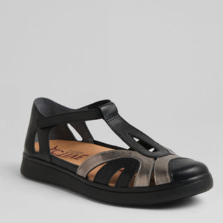 DEMNA XF - BLACK-PEWTER LEATHER SANDALS