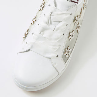 DESHA XF - WHITE LEATHER SILVER JEWELS SNEAKERS