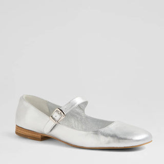 DEVODIE XW - SILVER LEATHER FLATS