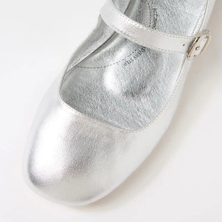 DEVODIE XW - SILVER LEATHER FLATS