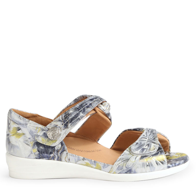 DOXIE W - NAVY & SILVER FLORAL LEATHER