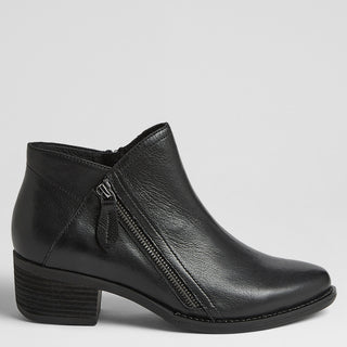 EISA XF - BLACK LEATHER BLACK HEEL ANKLE BOOTS