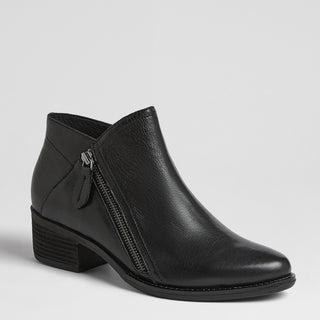 EISA XF - BLACK LEATHER BLACK HEEL ANKLE BOOTS