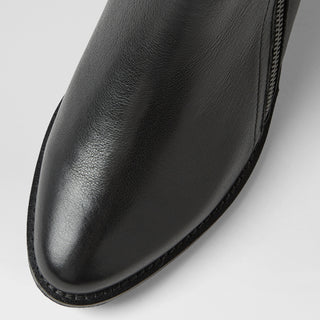 EISA XF - BLACK LEATHER BLACK HEEL ANKLE BOOTS