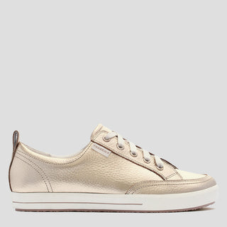 ELLIE V - WHITE GOLD TUMBLED LEATHER SNEAKERS