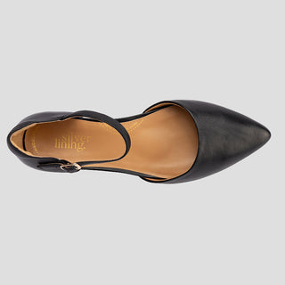 ELECTRA - BLACK LEATHER FLATS
