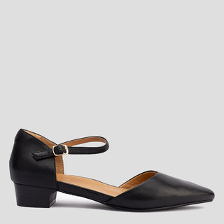 ELECTRA - BLACK LEATHER FLATS