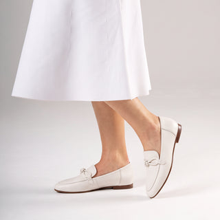 ASH II - CHALK TUMBLED LEATHER LOAFER FLATS
