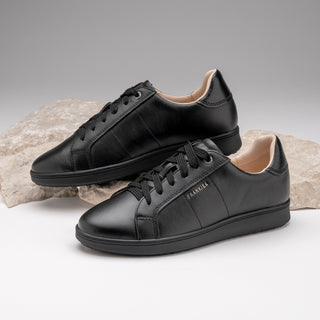 JACKIE V - BLACK LEATHER / BLACK SOLE SNEAKERS