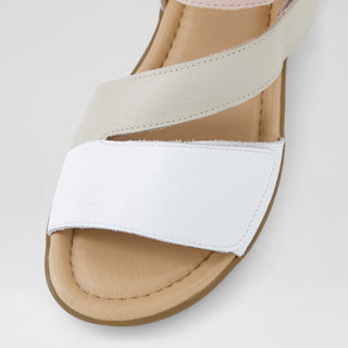 FAST - WHITE ALMOND LEATHER SANDALS