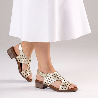 HERON - PLATINUM LEATHER HEEL SANDALS