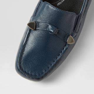 FREMCH XF - NAVY LEATHER LOAFER FLATS