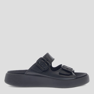 G62.861 - BLACK LEATHER SANDAL SLIDES