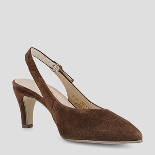 G81.590 - CACAO SUEDE SLINGBACK HEELS