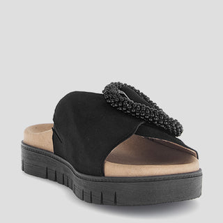 G83.745 - BLACK SUEDE SANDAL SLIDES