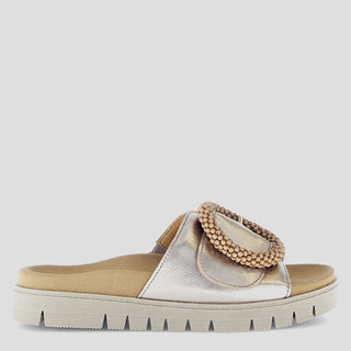 G83.745 - PUDER METALLIC LEATHER SANDAL SLIDES