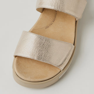 GARLIN W - BEIGE&GOLD LEATHER SANDALS