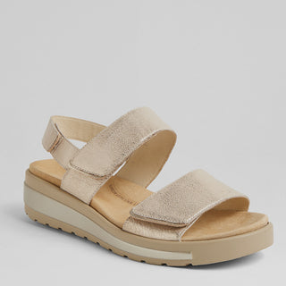 GARLIN W - BEIGE&GOLD LEATHER SANDALS