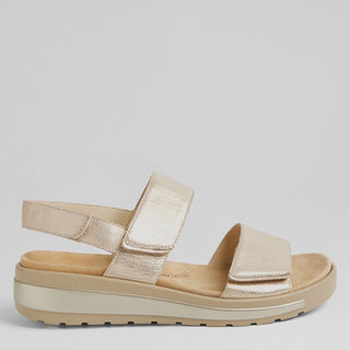 GARLIN W - BEIGE&GOLD LEATHER SANDALS