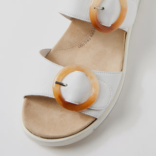 GATHAS W - WHITE LEATHER SANDALS