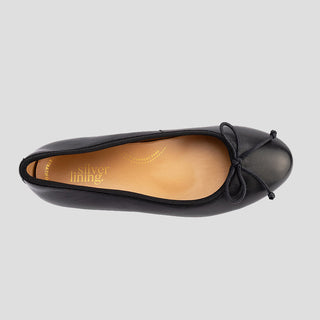 GLIDE - BLACK LEATHER BALLERINA FLATS