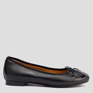 GLIDE - BLACK LEATHER BALLERINA FLATS