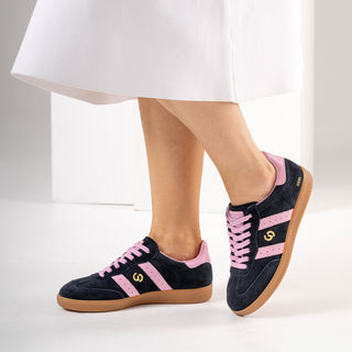2001 PARALLEL - NAVY/PINK SUEDE LEATHER SNEAKERS