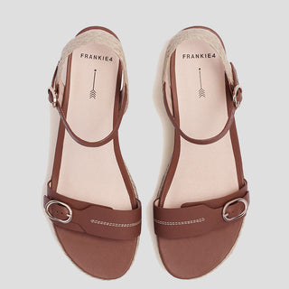 HALLE - RICH TAN LEATHER WEDGE HEEL SANDALS