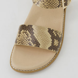 HAMMIL W - CAMEL&CHOC SNAKE PRINT LEATHER SANDALS