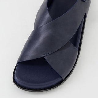 HANAKO W - NAVY LEATHER SANDALS