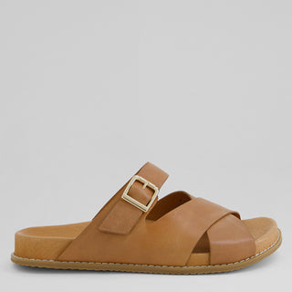 HEGLE W - TAN LEATHER SANDAL SLIDES