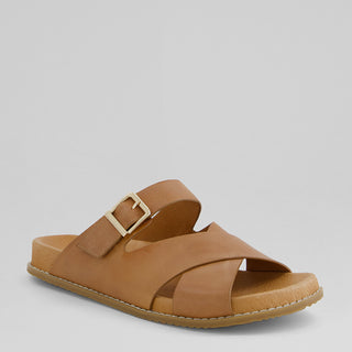 HEGLE W - TAN LEATHER SANDAL SLIDES