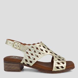 HERON - LIGHT GOLD LEATHER HEEL SANDALS