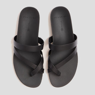 ISLA - BLACK LEATHER SLIDES