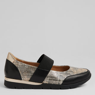 JEBBA W - BLACK LIZARD-PALE GOLD PRINT FLATS