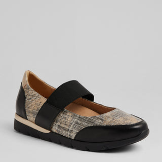JEBBA W - BLACK LIZARD-PALE GOLD PRINT FLATS