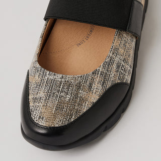 JEBBA W - BLACK LIZARD-PALE GOLD PRINT FLATS