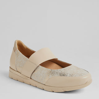 JEBBA W - IVORY LIZARD-PALE GOLD LEATHER FLATS